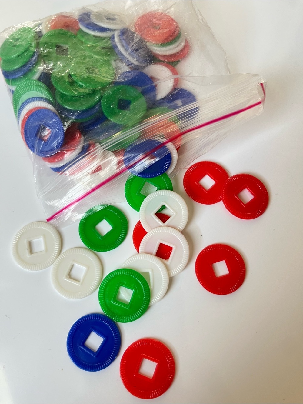 Vintage Colorful Plastic Mahjong Coins